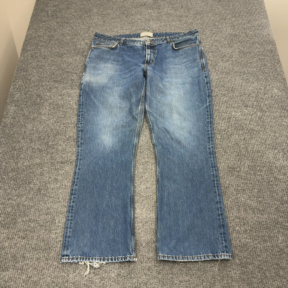 Fat Face UK Eco Denim Bootcut Jeans Mens 38R Blue Cotton Distressed Casual Style